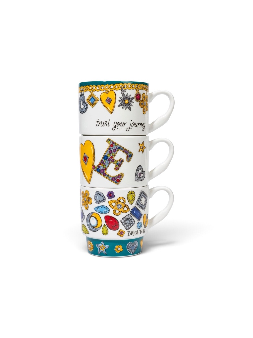 Brighton VIP Exclusive Stackable Mugs Set of 3 Trust Your Journey Love